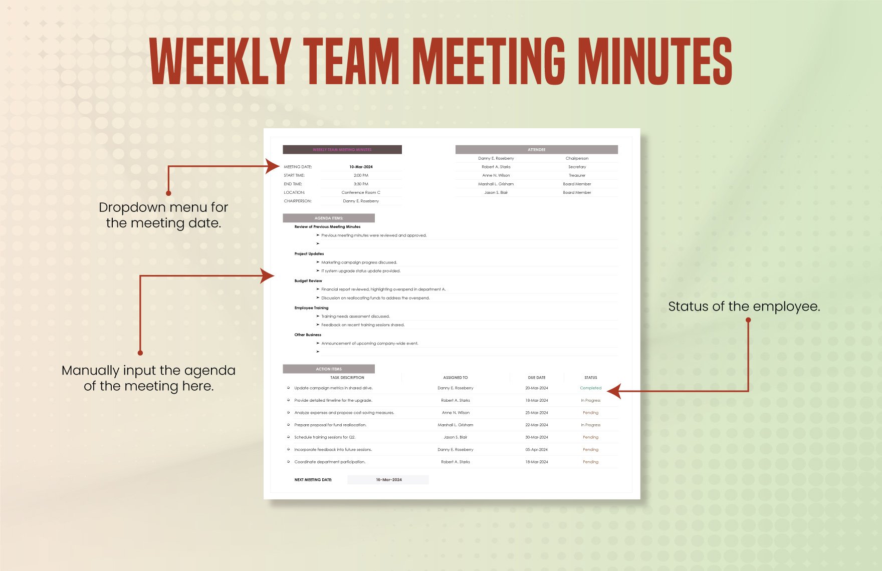 Weekly Team Meeting Minutes Template