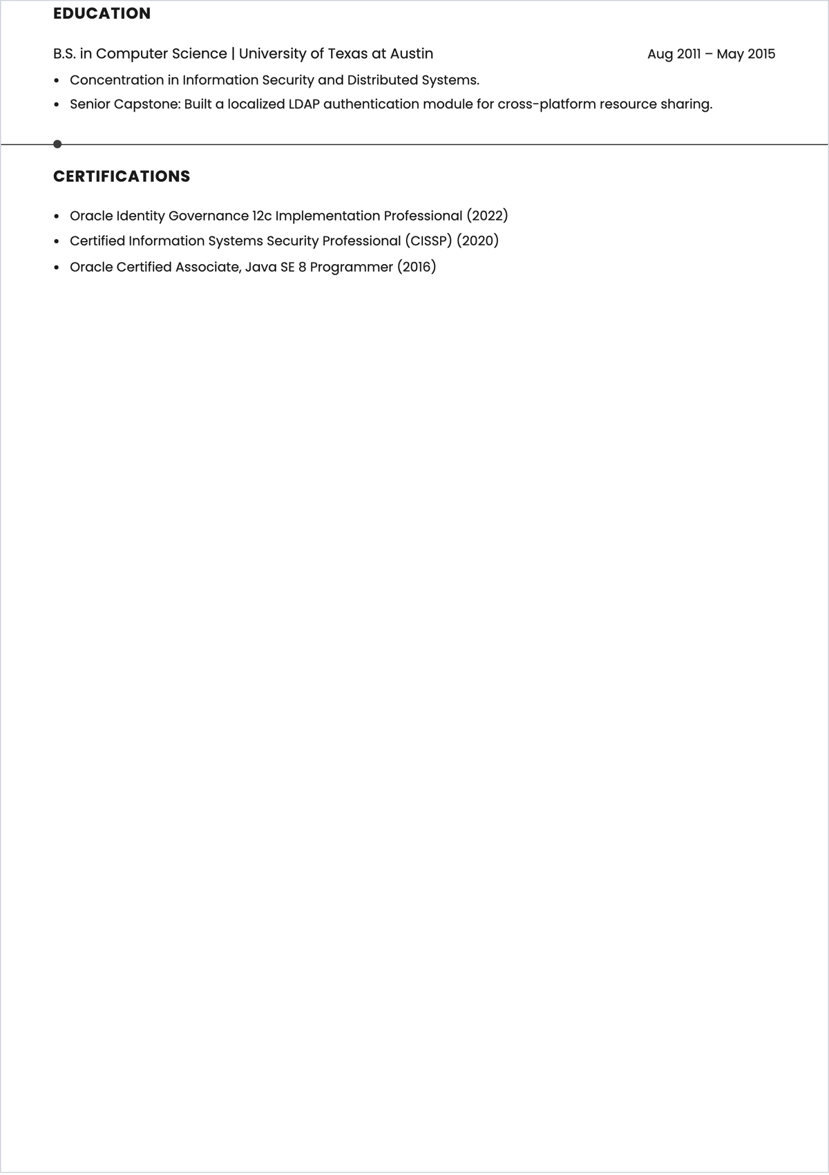 Free Oracle Identity Manager ATS Resume Template, AI Resume Builder