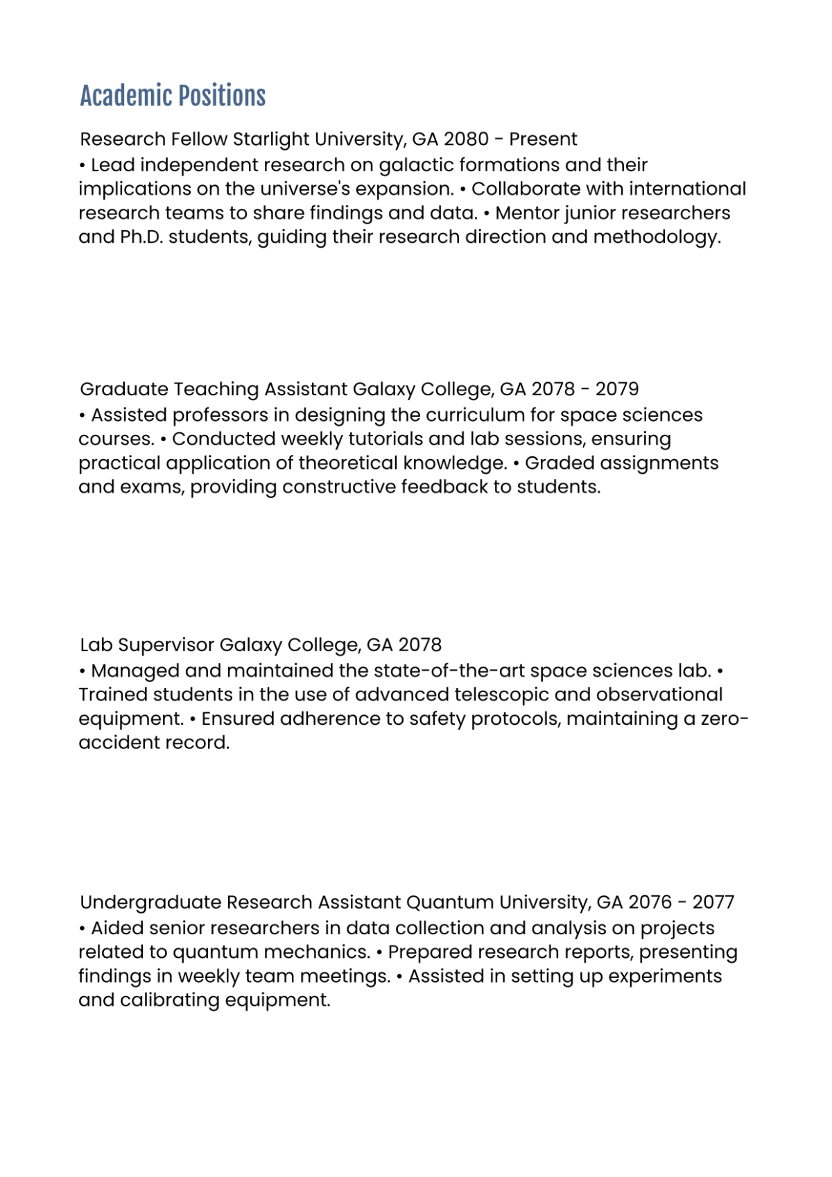 Free Academic CV Template to Edit Online