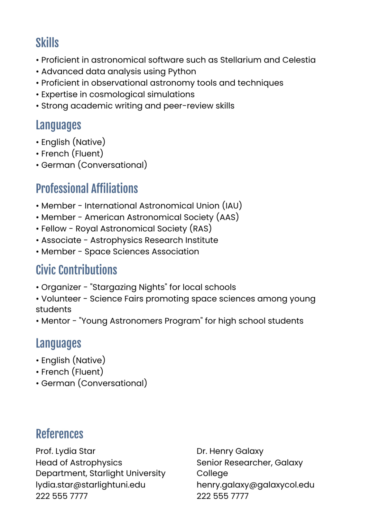 Free Academic CV Template to Edit Online