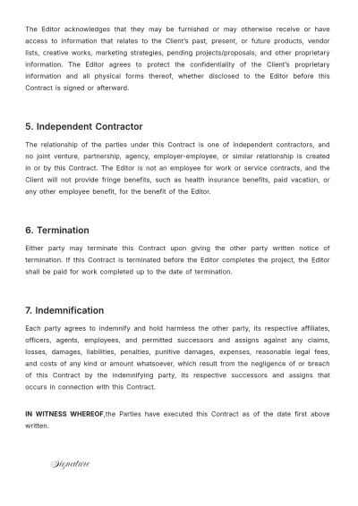 Free Freelance Editing Contract Template to Edit Online