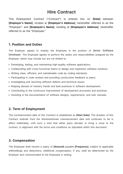 Free Hire Contract Template to Edit Online