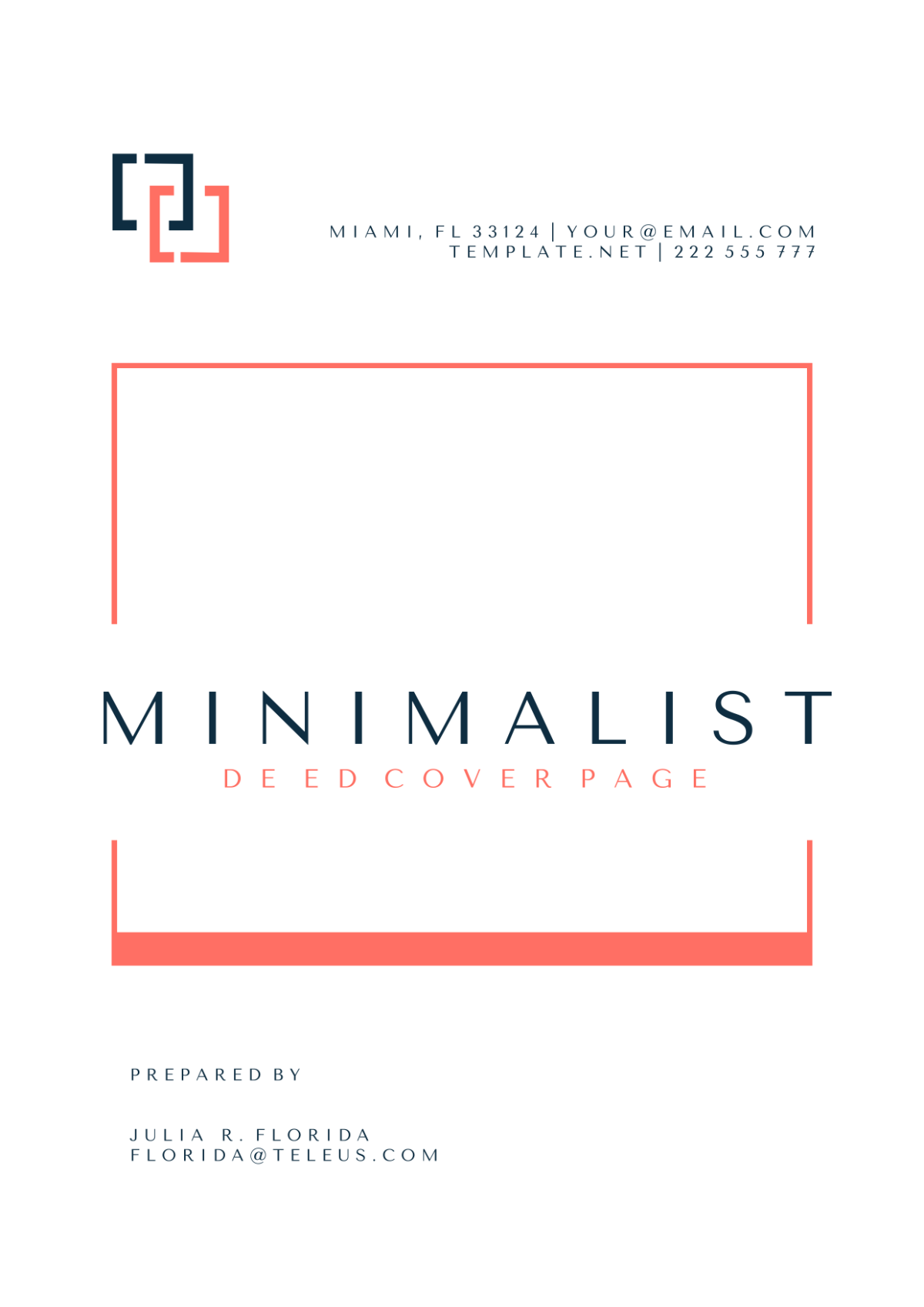 Minimalist Deed Cover Page