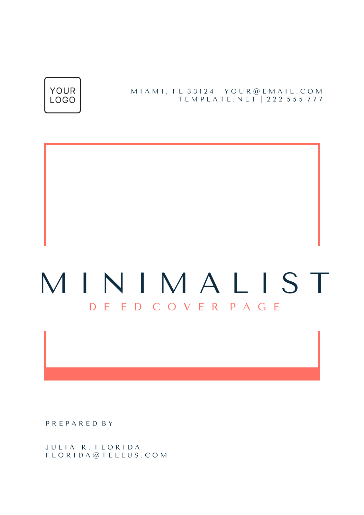 Minimalist Deed Cover Page Template