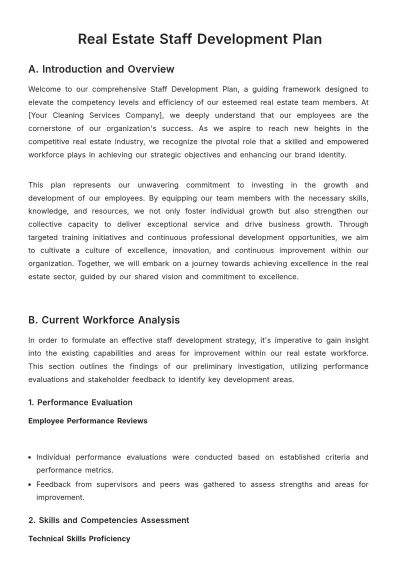 Free Real Estate Staff Development Plan Template to Edit Online