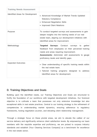 Free Real Estate Staff Development Plan Template to Edit Online