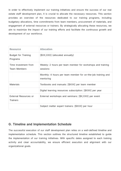 Free Real Estate Staff Development Plan Template to Edit Online