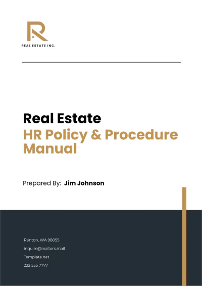 Free Real Estate HR Policy & Procedure Manual Template to Edit Online