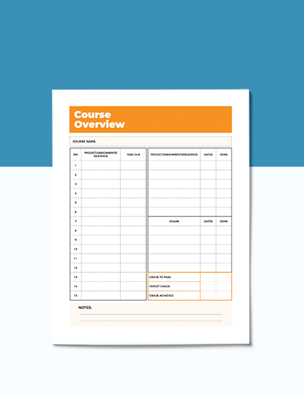 College Course Planner Format