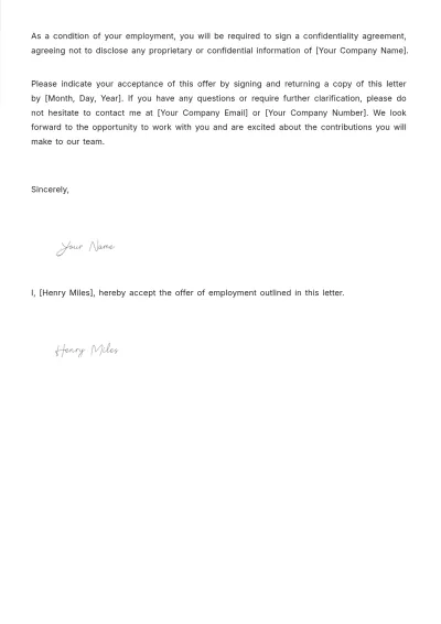 Free Real Estate Employment Offer Letter Template to Edit Online
