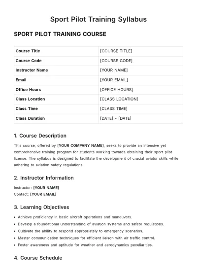 Free Sport Pilot Training Syllabus Template to Edit Online