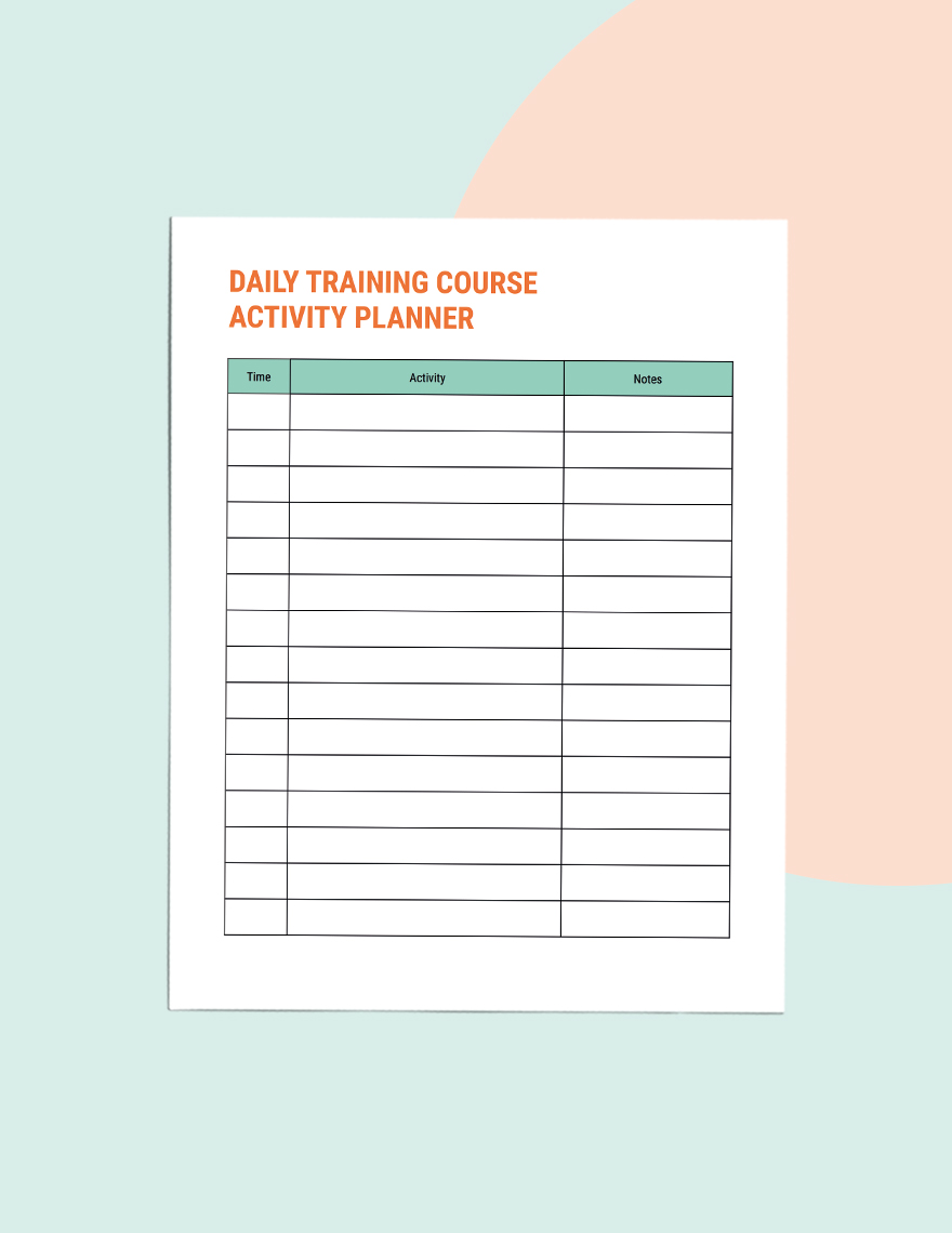 Training Course Planner Template