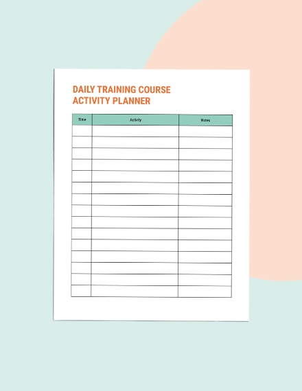 Printable Training Planner Course