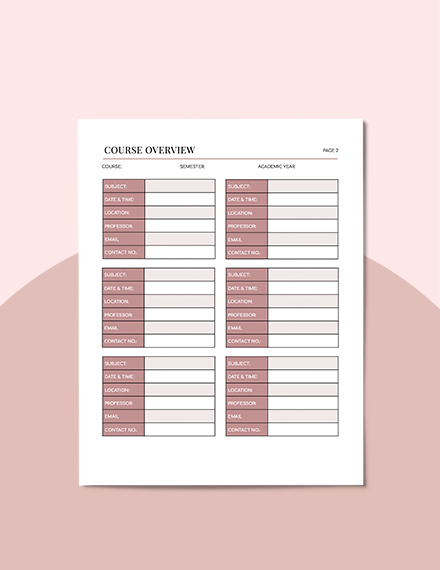 Mini Course Planner Format