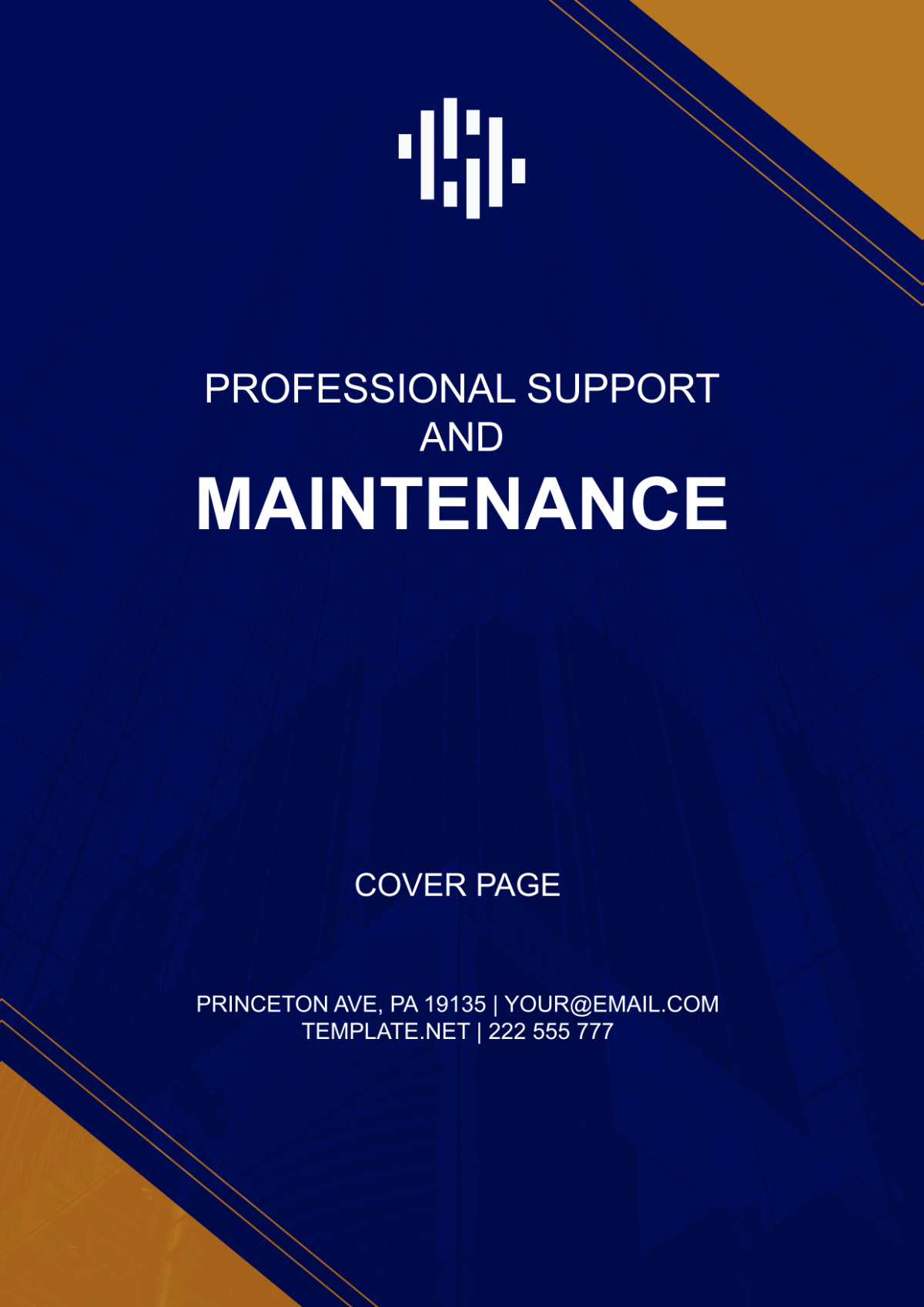Professional Support and Maintenance Cover Page Template
