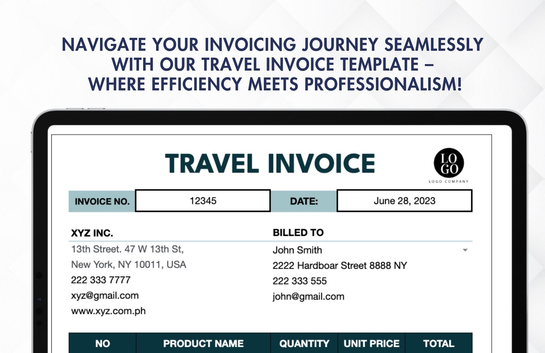 Travel Invoice Template