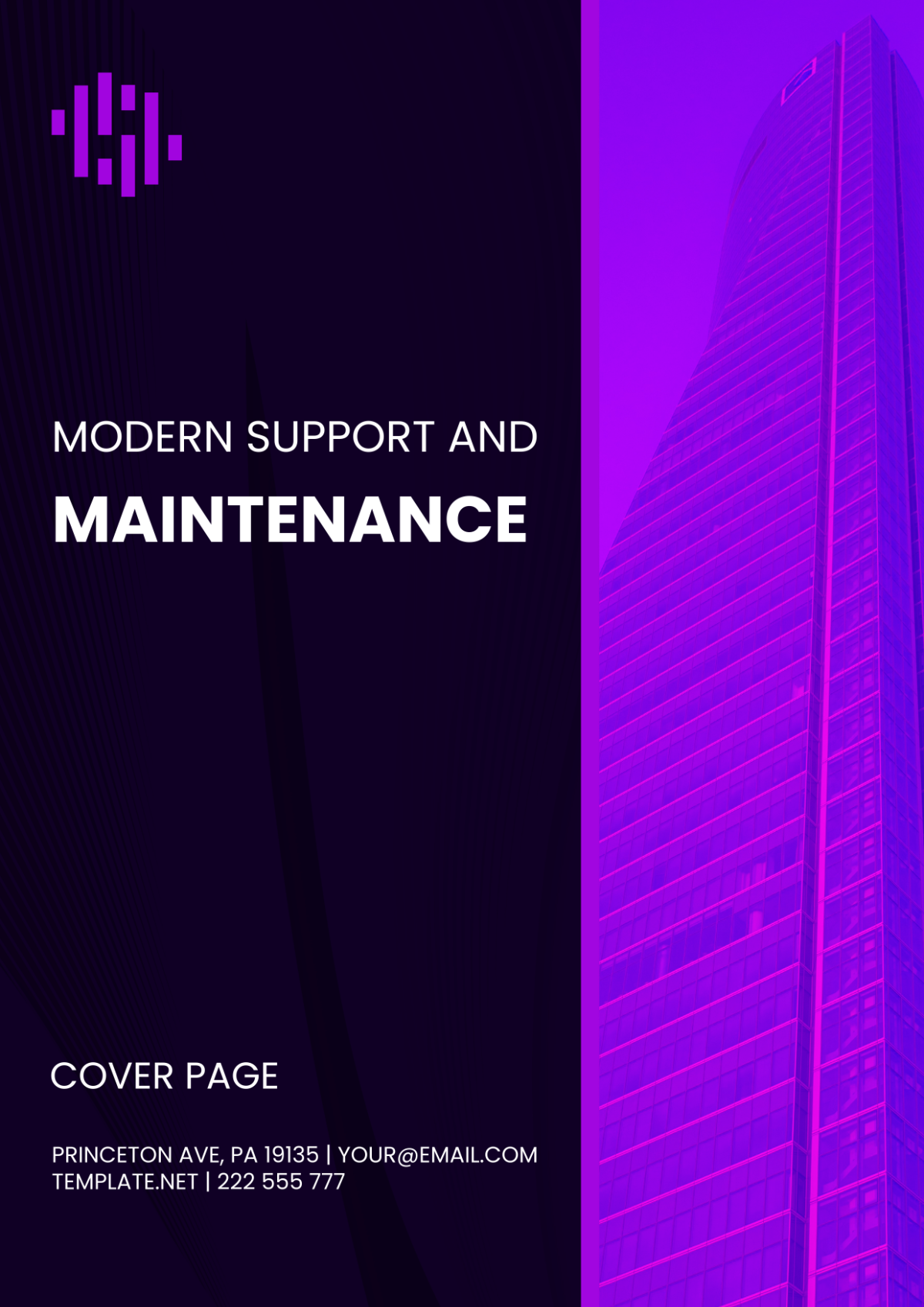 Modern Support and Maintenance Cover Page Template