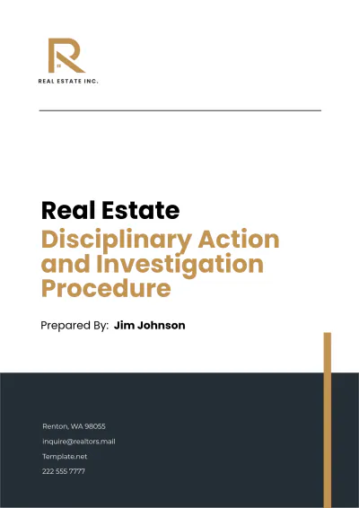Free Real Estate Disciplinary Action and Investigation Procedure Template to Edit Online