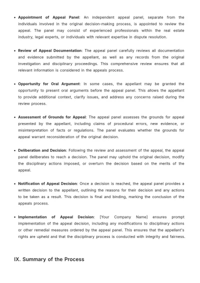 Free Real Estate Disciplinary Action and Investigation Procedure Template to Edit Online