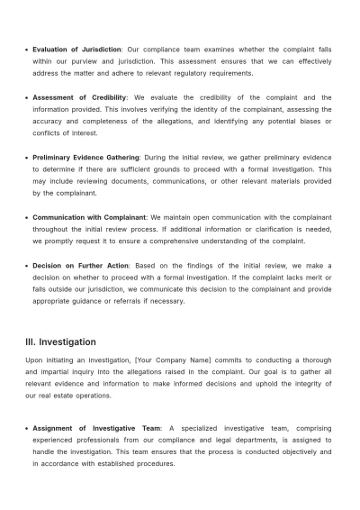 Free Real Estate Disciplinary Action and Investigation Procedure Template to Edit Online