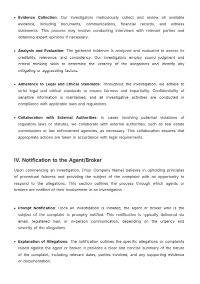 Free Real Estate Disciplinary Action and Investigation Procedure Template to Edit Online