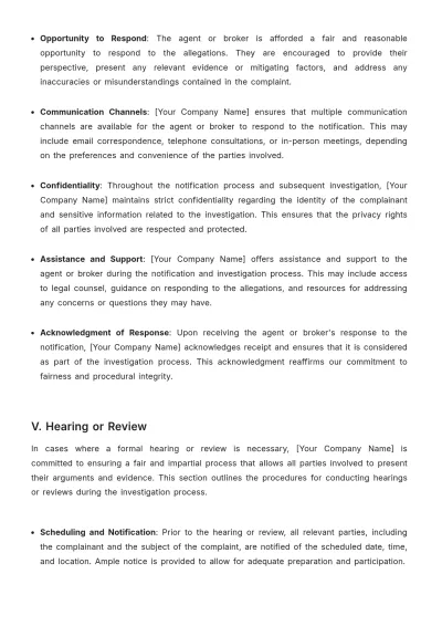 Free Real Estate Disciplinary Action and Investigation Procedure Template to Edit Online
