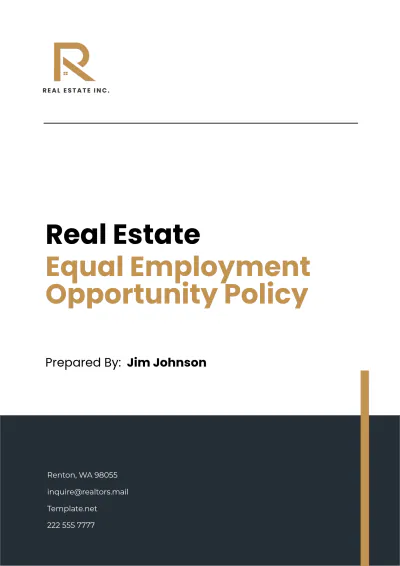 Free Real Estate Equal Employment Opportunity Policy Template to Edit Online
