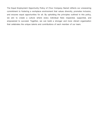 Free Real Estate Equal Employment Opportunity Policy Template to Edit Online