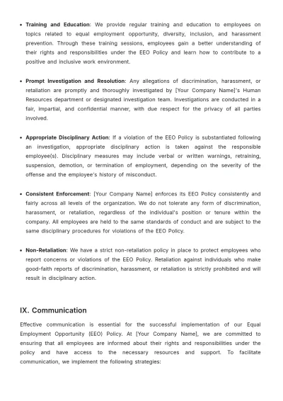 Free Real Estate Equal Employment Opportunity Policy Template to Edit Online
