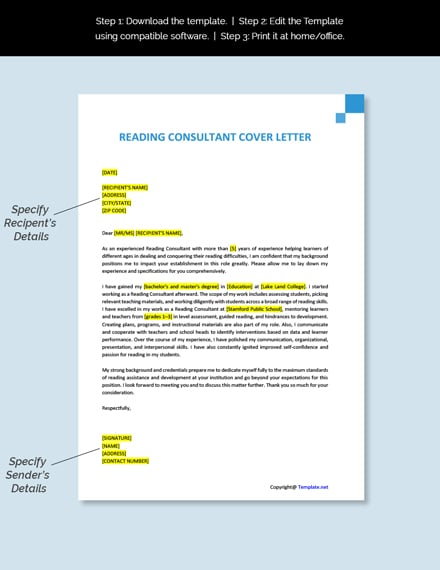 Reading Consultant Cover Letter Template