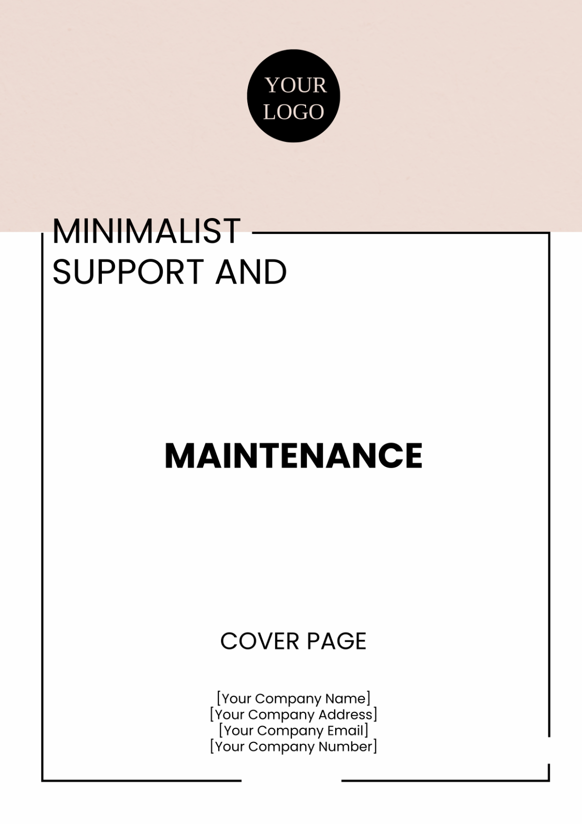 Minimalist Support and Maintenance Cover Page