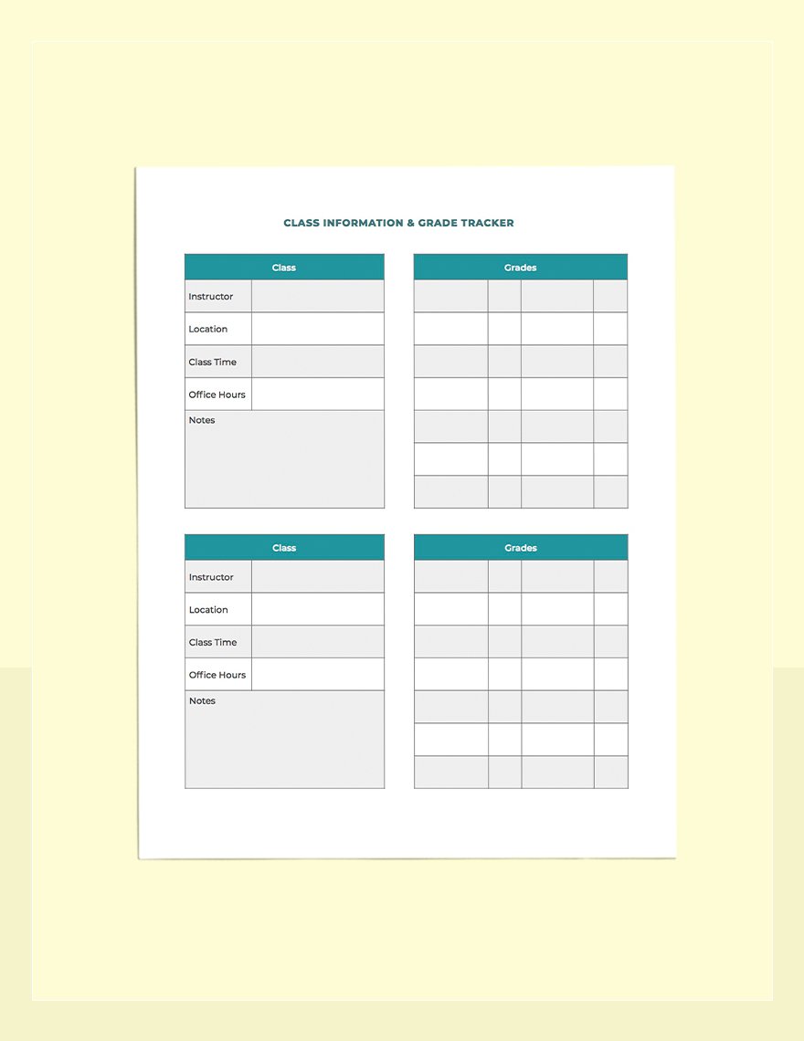 Student Course Planner Template