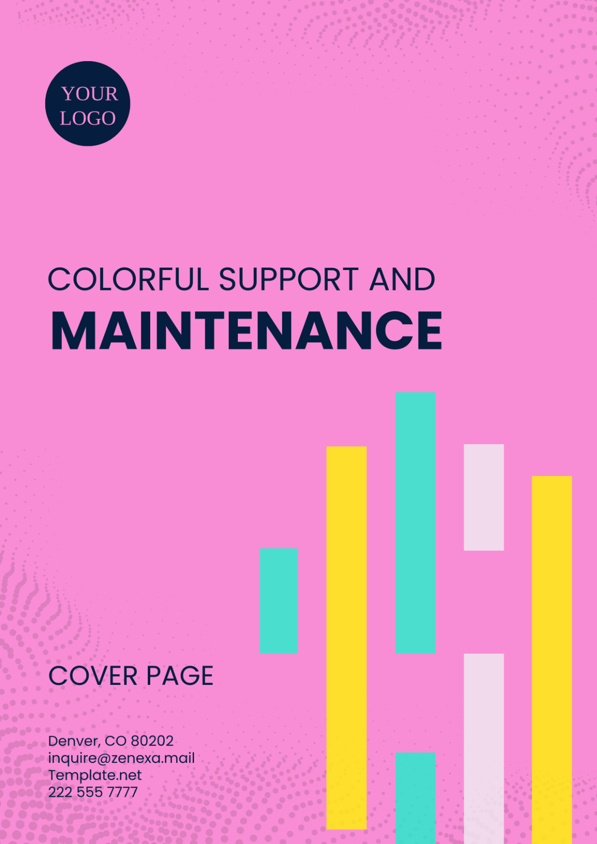 Colorful Support and Maintenance Cover Page Template - Edit Online & Download