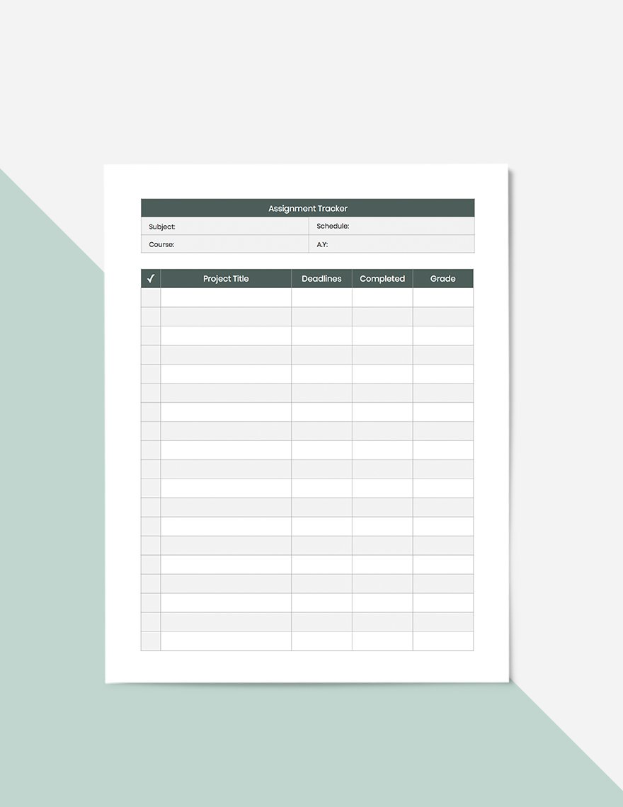 Course Tracker Planner Template