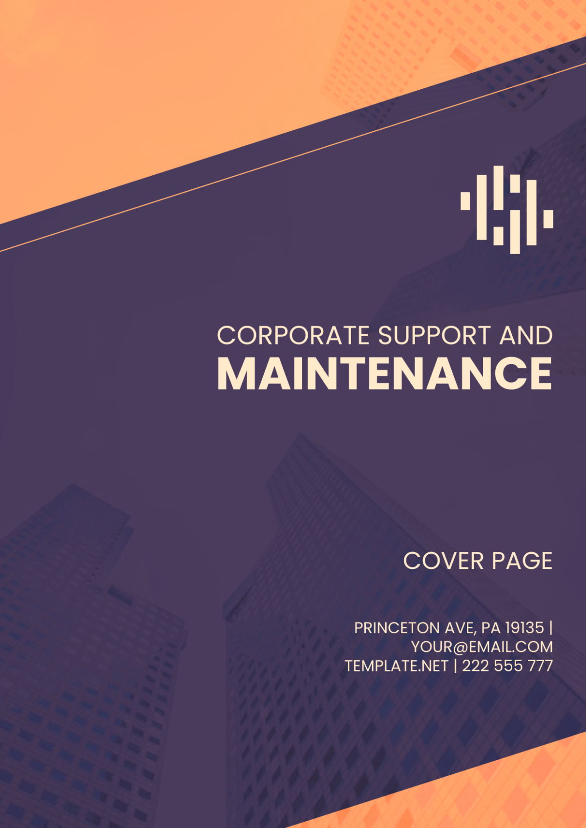 Corporate Support and Maintenance Cover Page Template
