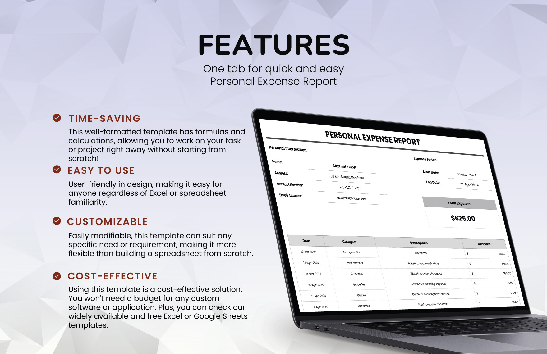 Personal Expense Report Template