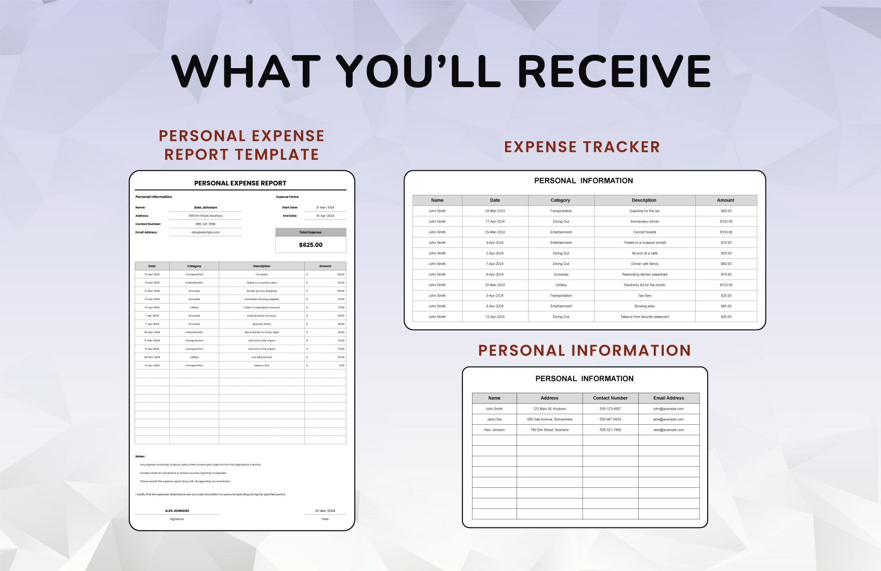 Personal Expense Report Template