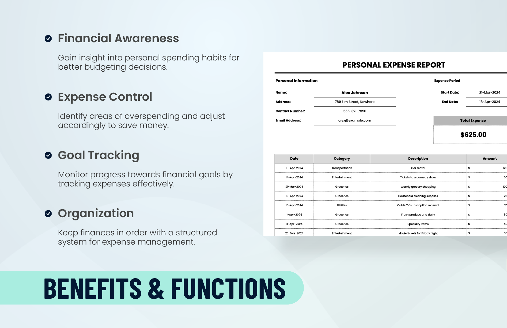 Personal Expense Report Template