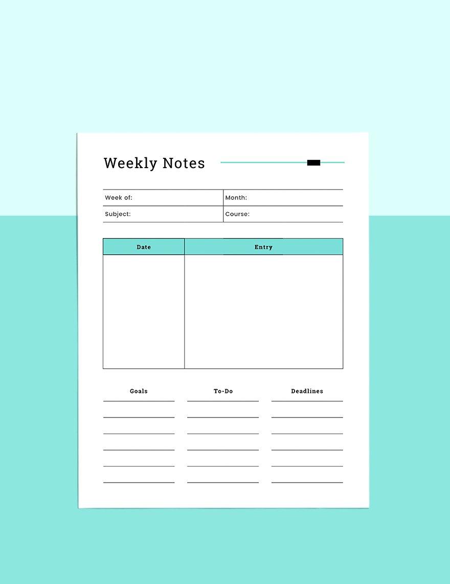 Course Notes Planner Template