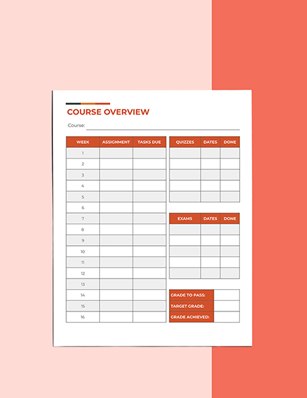 Weekly Course Planner Sample