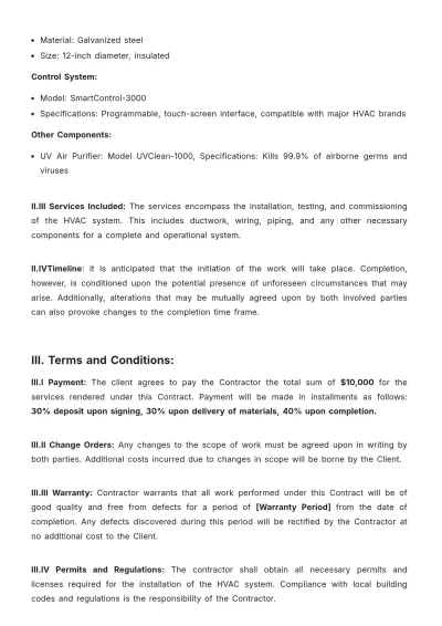 Free HVAC Installation Contract Template to Edit Online
