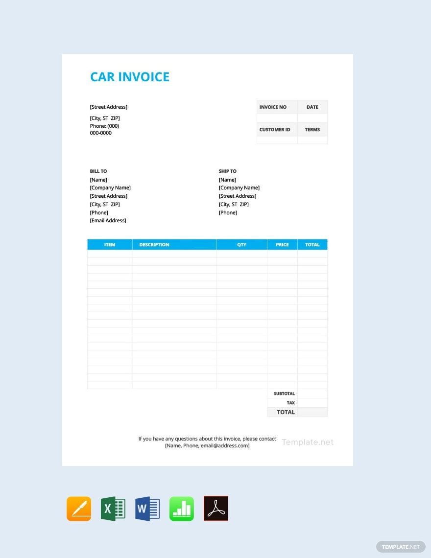 Car Invoice Template