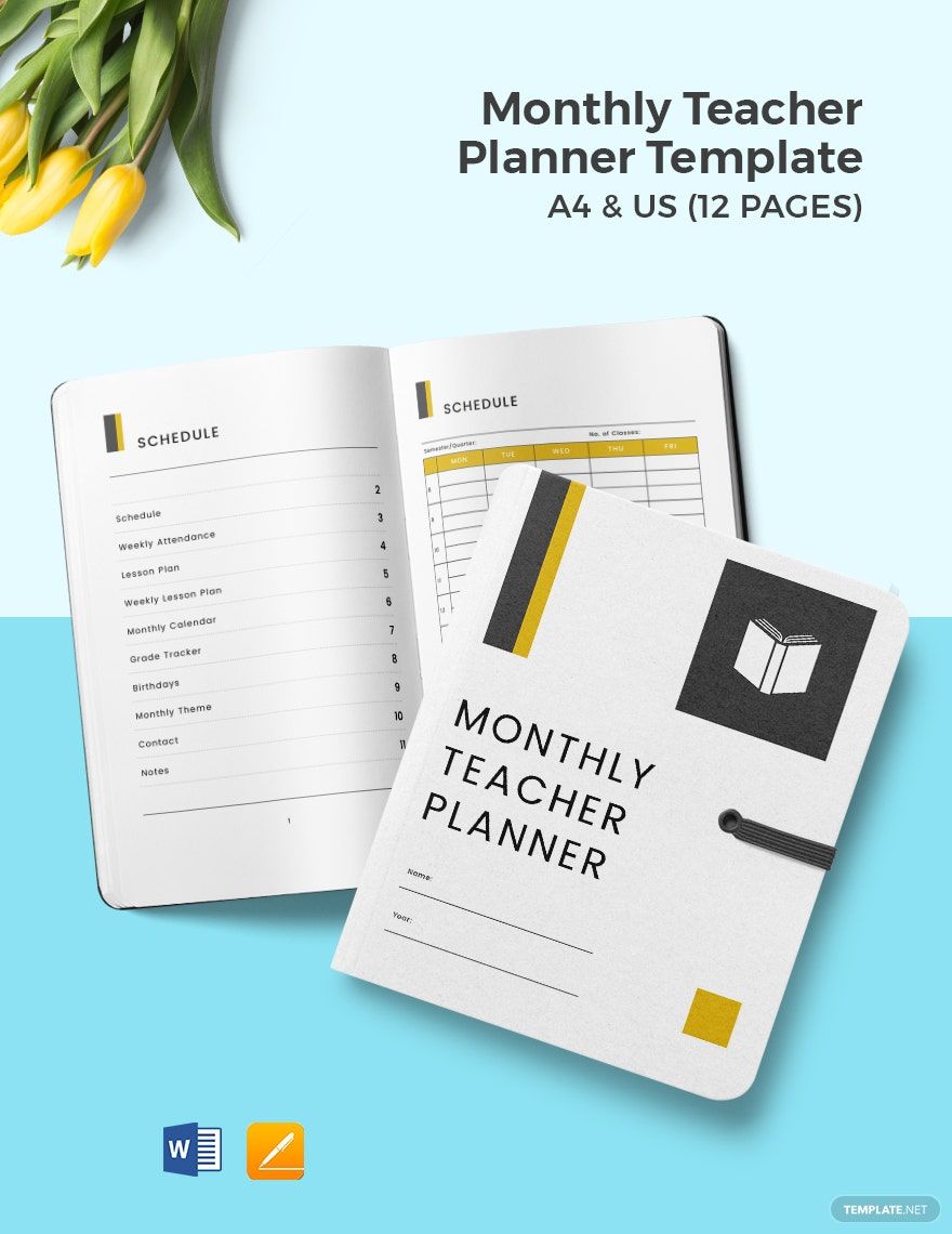 Monthly Teacher Planner Template in Word, Pages, Google Docs, PDF - Download | Template.net