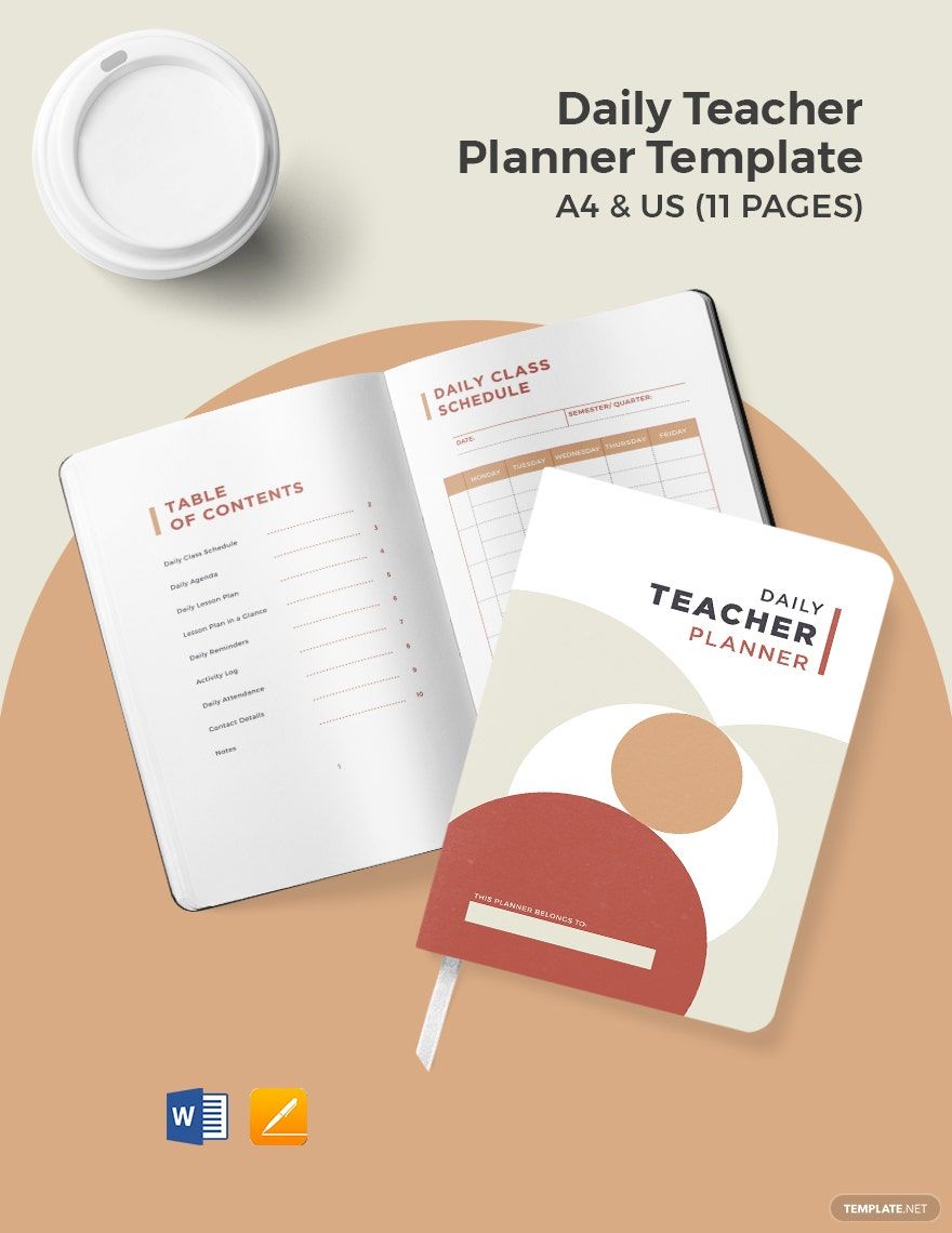 Daily Teacher Planner Template in Pages, Word, Google Docs, PDF - Download | Template.net