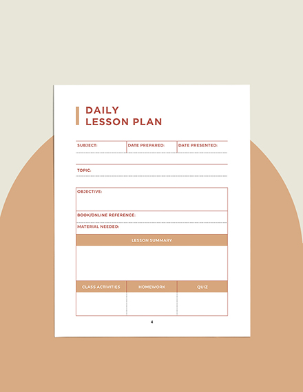 Sample Daily Teacher Planner