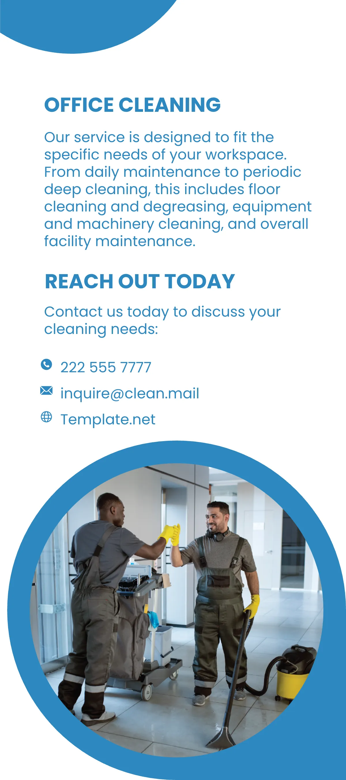 Free Commercial Cleaning Solutions Rack Card Template to Edit Online