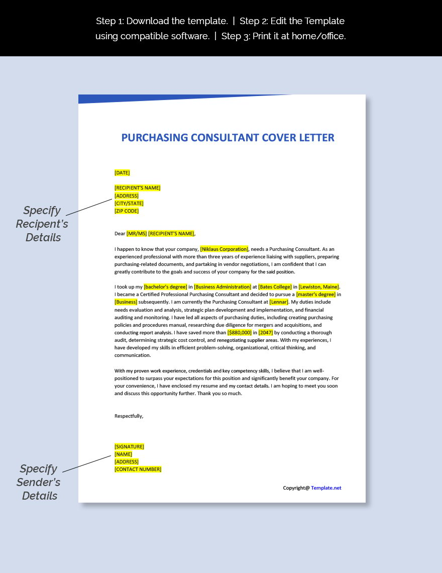 Purchasing Consultant Cover Letter