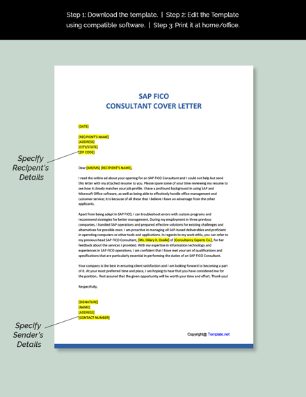 SAP FICO Consultant Cover Letter Template - Google Docs, Word ...