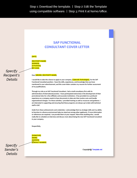 sap consultant cover letter example