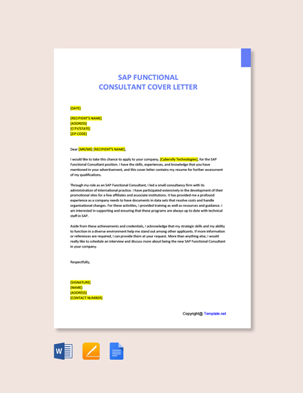 SAP Consultant Cover Letter Template [Free PDF] - Google Docs, Word ...